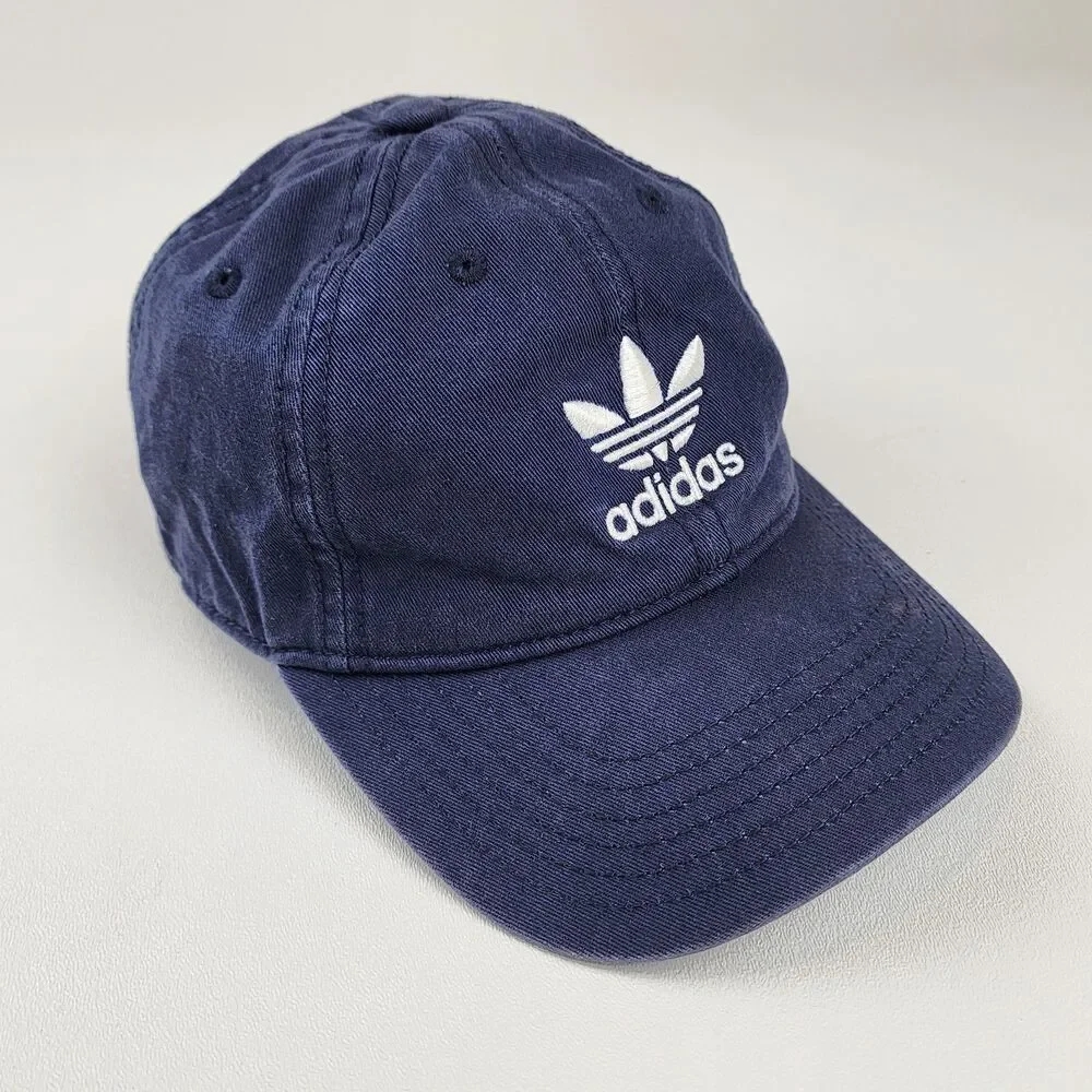 Adidas Originals Trefoil Dad Hat Navy Blue Strapback Cotton Baseball Cap